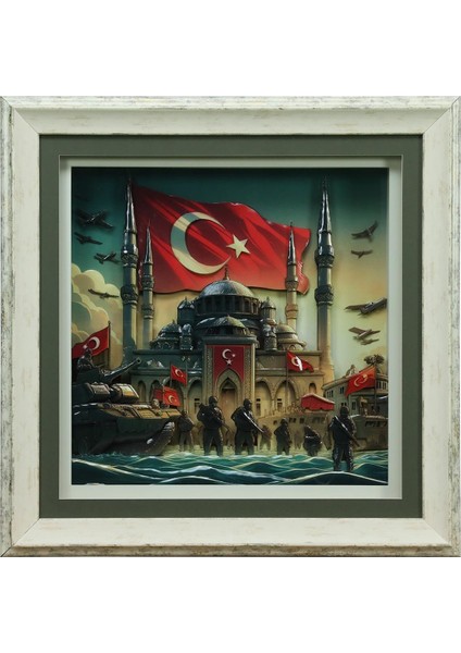 El Işçiliği Kağıt Rölyef Tablo 66X66 cm - 6332