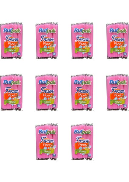 Frozen Kalın Kokteyl Buzlu İçecek Pipet - Düz - Pembe - 22 Cm. - 8 Mm. - 100 Adetlik 10 Paket
