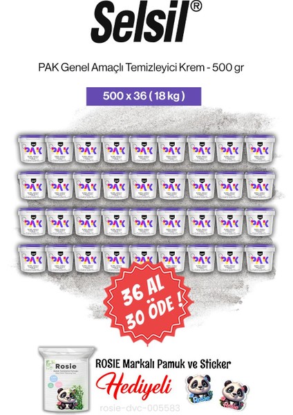 36 Al 30 Öde Pak Genel Amaçlı Temizleyici Krem 500 gr ve Rosie Pamuk