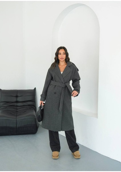 Kadın Premium Oversize Kaşe Kaban