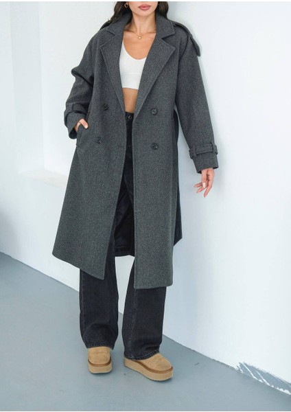 Kadın Premium Oversize Kaşe Kaban