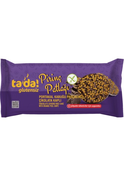 Glutensiz Portakal Parçacıklı Çikolata Kaplı Pirinç Patlağı 84 gr