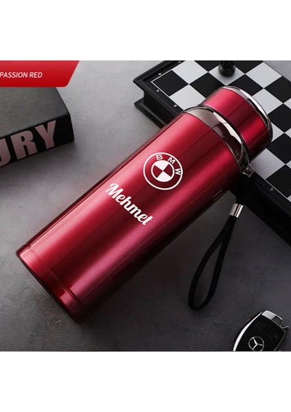 1 Litre Paslanmaz Çelik Araç Baskılı Termos 12 Saat Sıcak Soğuk Tutma Dayanıklı Yapı