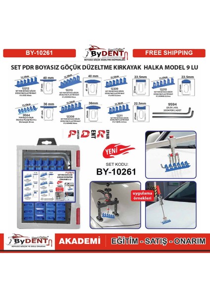 Set Pdr Boyasız Göçük Düzeltme Kırkayak Halka Model 9 Lu