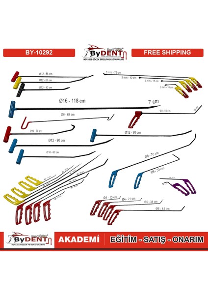 Pdr Boyasız Göçük Düzeltme 30 Parça Pro Italyan Çubuk Seti