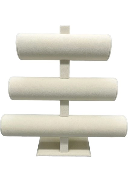 Süet Kumaş Krem Renk Üçlü Kademeli 30/26 cm Bileklik-Saat Sergileme Standı fiyatları
