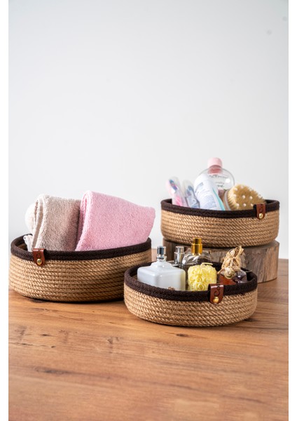 Natürel 3'lü Hasır Sepet Organizer Çok Amaçlı Düzenleyici