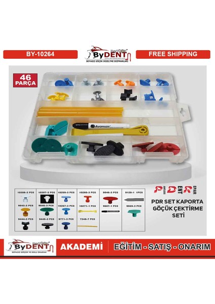 Pdr Boyasız Göçük Düzeltme Set Çanta 12X3 46 Parça