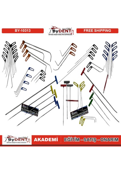 Pdr Boyasız Göçük Düzeltme 55 Parça Paslanmaz B Kalite Pro Çubuk Seti