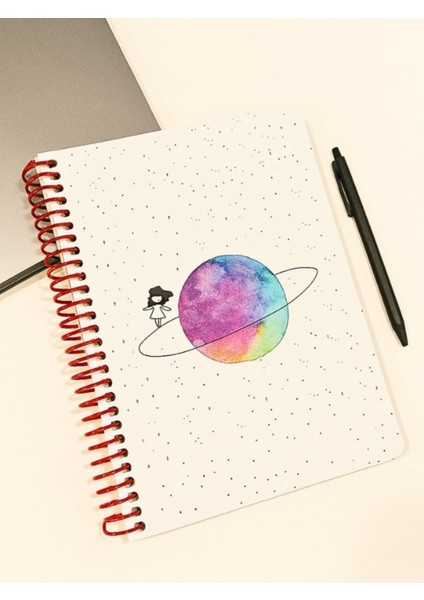 Öğrenci ve Ofis Kullanımı Için Uygun Satürn Kız Temalı Spiralli Çizgili Defter 80 Yaprak fiyatları