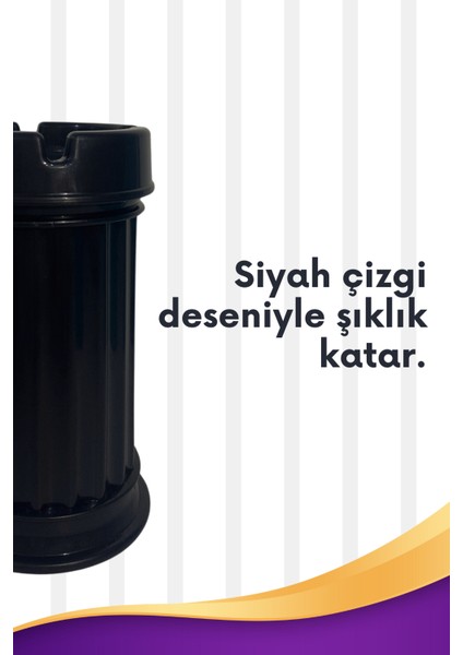 4 Adet Siyah Çizgili Dekoratif Plastik Kokusuz Yanmaz Küllük Kül Tablası modelleri
