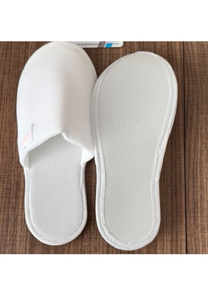 100 Çift Tek Kullanımlık Otel Terliği Süngerli Polyester Havlu Çift Kat Kumaş Yanlar Biyeli 3mm Evataban