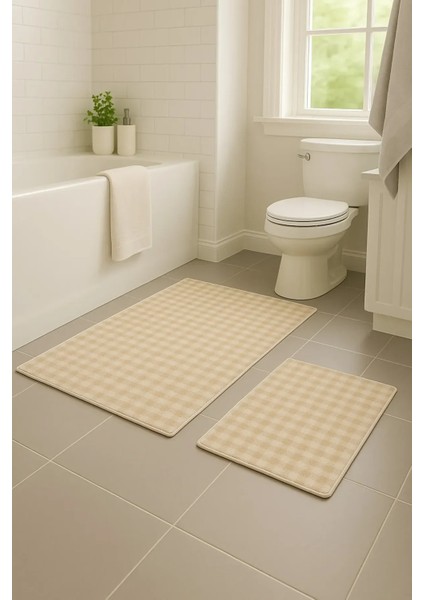 Pamuk Banyo Paspası 2 'li Set, Kaymaz Taban,banyo Paspası Klozet Takımı, Yıkanabilir, Yumuşak 60X100/40X60 cm