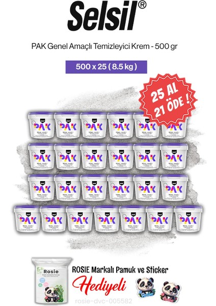 25 Al 21 Öde Pak Genel Amaçlı Temizleyici Krem 500 gr ve Rosie Pamuk