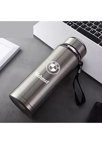 1 Litre Paslanmaz Çelik Araç Baskılı Termos 12 Saat Sıcak Soğuk Tutma Dayanıklı Yapı