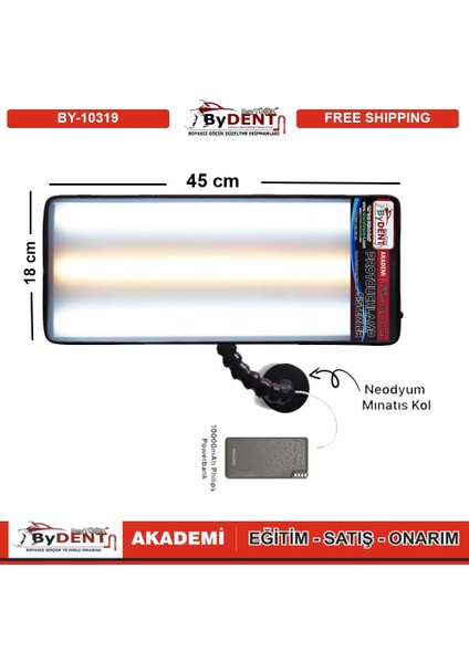 Pdr Boyasız Göçük Düzeltme Şarjlı 3 Ledli Küçük Lamba Mıknatıslı 45X18 modelleri