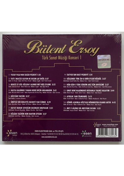Bülent Ersoy Türk Sanat Müziği Konseri 1 CD (Jelatininde Sfır Orijinal Baskı Cd) fiyatları
