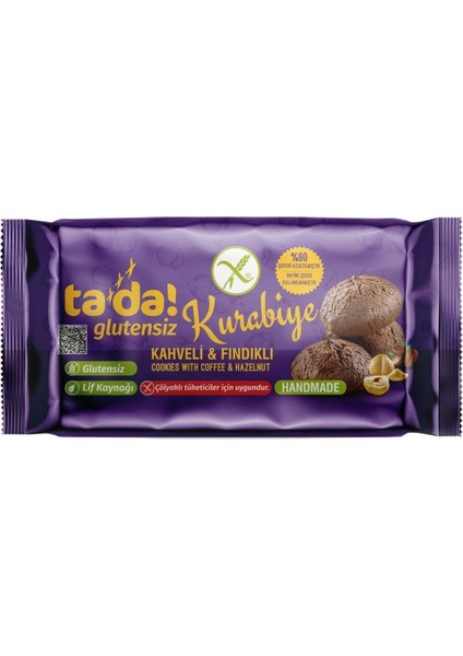 Glutensiz Kahveli Fındıklı Kurabiye 75 gr (Çölyaklı Tüketicler Için Uygun, Lif Kaynağı)