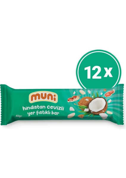 Hindistan Cevizli Yer Fıstığı Barı, 40 G x 12 Adet