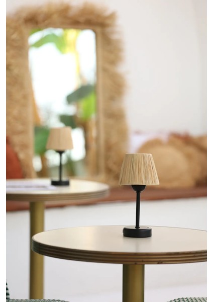 Rafya Saçaksız Şarjlı Masa Lambası - Alt Uzun Siyah fiyatları