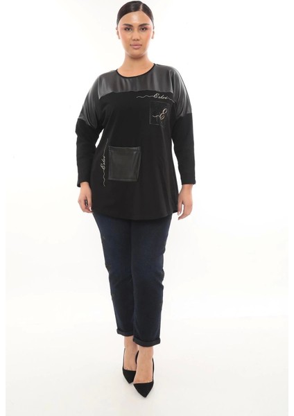 Rahat Kalıp Büyük Beden Kadın Bluz Uzun Kol Taş Detaylı fiyatları
