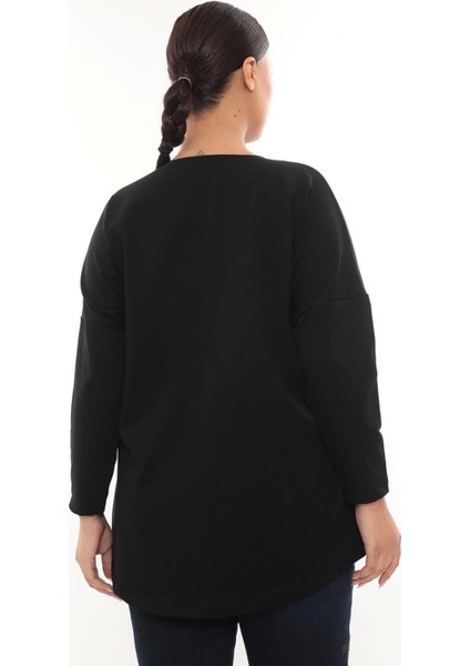 Rahat Kalıp Büyük Beden Kadın Bluz Uzun Kol Taş Detaylı modelleri