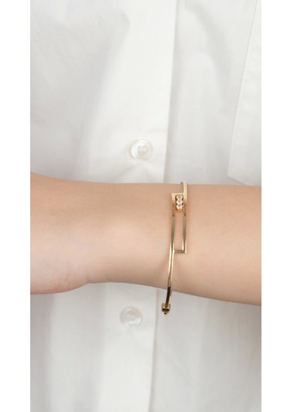 14 Ayar Altın Taşlı Kelepçe