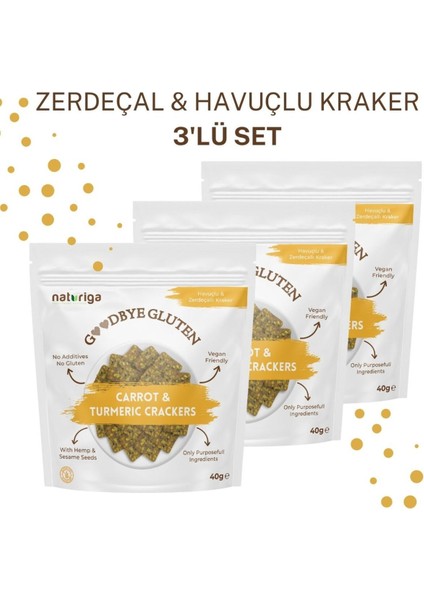 3'lü Set Havuçlu Zerdeçallı Kraker 40 gr