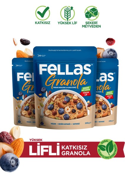 Granola - Yaban Mersini & Kuruyemiş 200G - 3'lü Paket