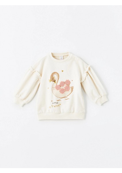 Lcw Kids Ekru Bisiklet Yaka Uzun Kollu Baskılı Kız Bebek Sweatshirt ve Tayt 2'li fiyatları