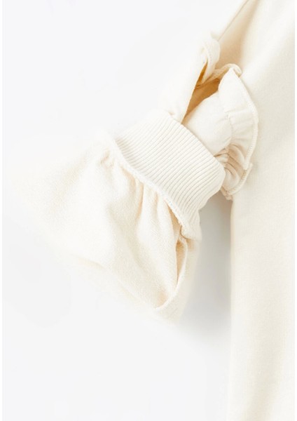 Lcw Kids Ekru Bisiklet Yaka Uzun Kollu Baskılı Kız Bebek Sweatshirt ve Tayt 2'li fırsatları