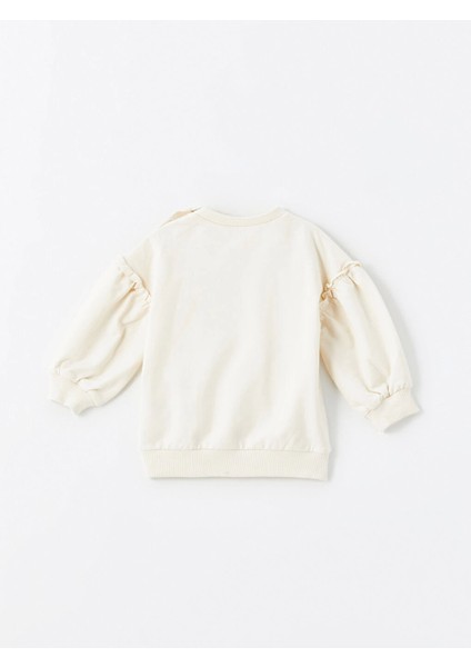 Lcw Kids Ekru Bisiklet Yaka Uzun Kollu Baskılı Kız Bebek Sweatshirt ve Tayt 2'li indirimleri