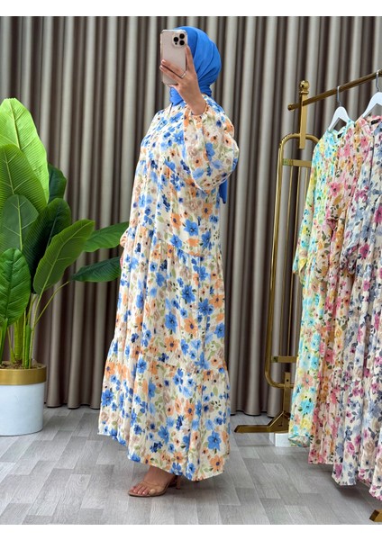 Kadın Çiçek Desenli Düğmeli Kat Kat Elbise fiyatları