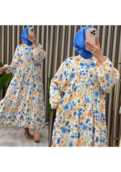 Kadın Çiçek Desenli Düğmeli Kat Kat Elbise fırsatları
