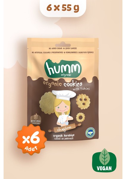 Organik Chefline Tahinli Pekmezli Vegan Kurabiye 55G x 6 Adet