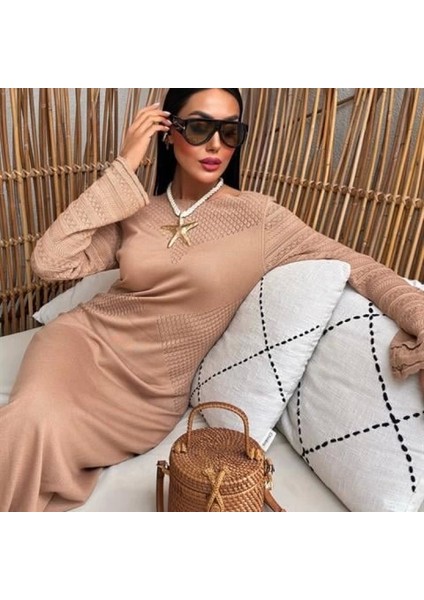 Ajur Detaylı Bisiklet Yaka Triko Elbise 2861 fiyatları