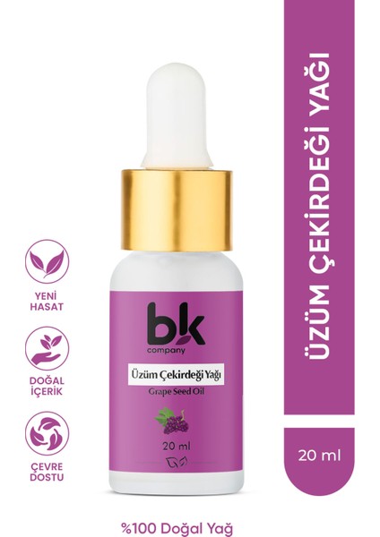 Üzüm Çekirdeği Yağı %100 Saf Güçlü Antioksidan Koruma, Derinlemesine Nemlendirici Serum 20 ml