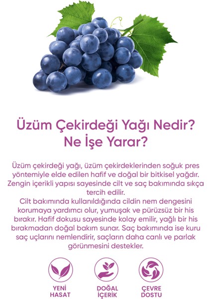 Üzüm Çekirdeği Yağı %100 Saf Güçlü Antioksidan Koruma, Derinlemesine Nemlendirici Serum 20 ml indirimleri