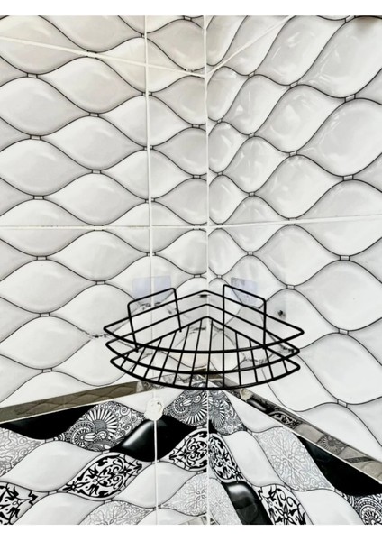 Tek Katlı Yapışkanlı Tel Siyah Banyo Köşeliği