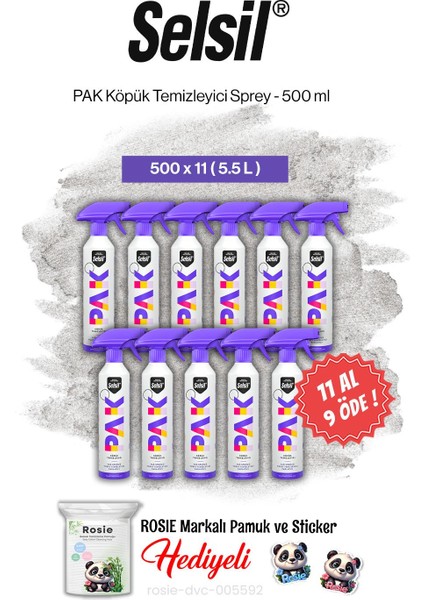 11 Al 9 Öde Selsil Pak Köpük Temizleyici Sprey 500 ml ve Rosie Pamuk