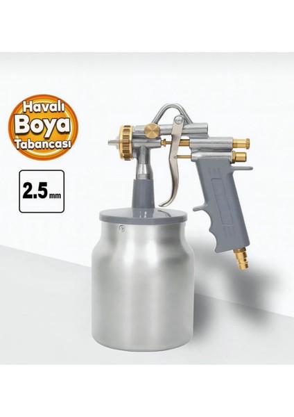 G70 Alttan Depolu Metal Havalı Boya Tabancası 1000 cc 2,5 mm Meme