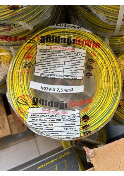 2,5 Nya Kablo Sarı Yeşil 100 Metre