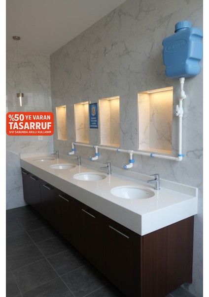 10 Lt Butonlu 3 Musluklu Merkezi Sistem Depolu Sıvı Sabunluk