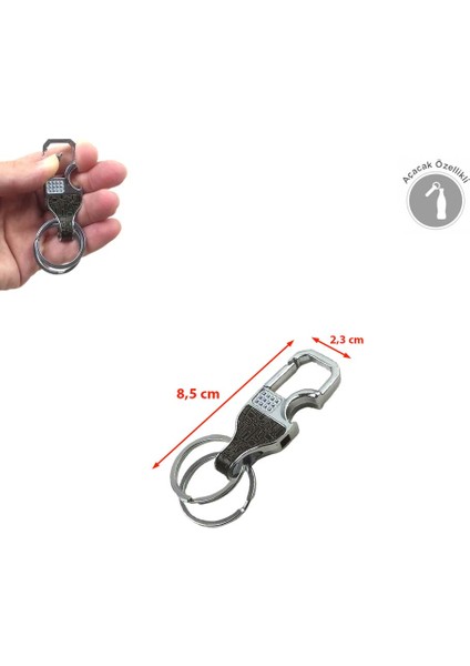 Çift Anahtar Halkalı Kemer Köprüsü Vb. Takılabilen Kancalı Metal Açacak Anahtarlık (1 Adet) fiyatları
