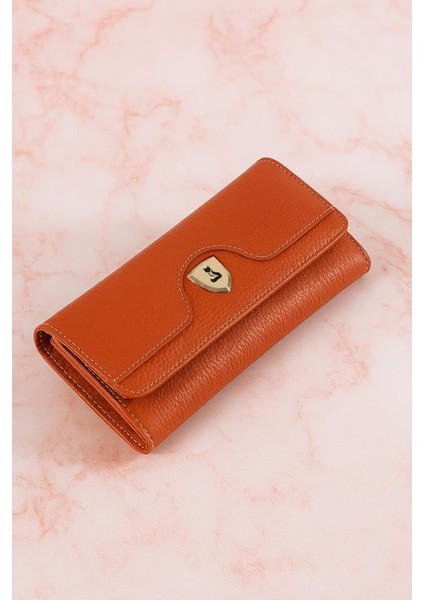 Milano Hakiki Deri Gold Detaylı Kadın Kartlık ve Cüzdan