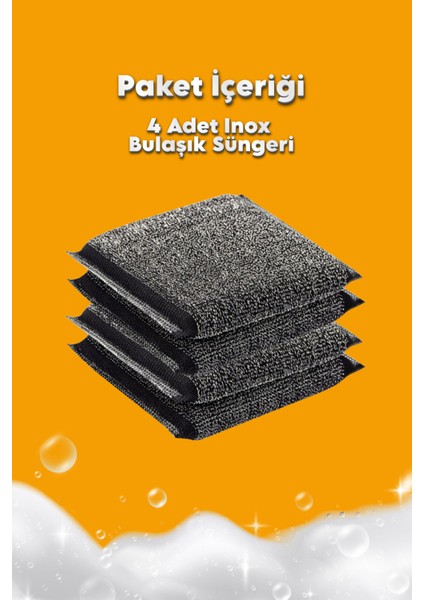 4 Adet Sihirli Inox Tel Bulaşık Süngeri – Paslanmaz Çelik, Yağ ve Kir Sökücü Sünger modelleri