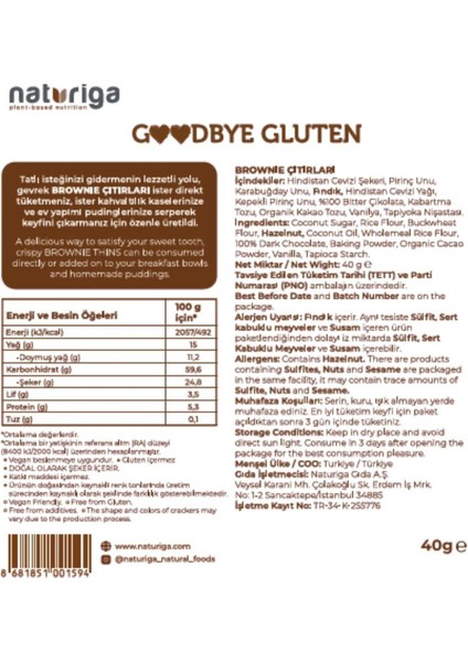 3'lü Brownie Kraker 40 gr Glutensiz Vegan Dostu Lezzetli Atıştırmalık modelleri