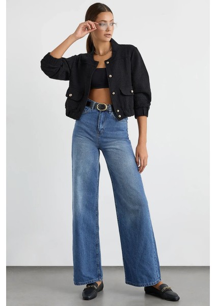 Kadın Cep Detaylı Kadife Yuvarlak Yakalı Ceket Siyah fiyatları