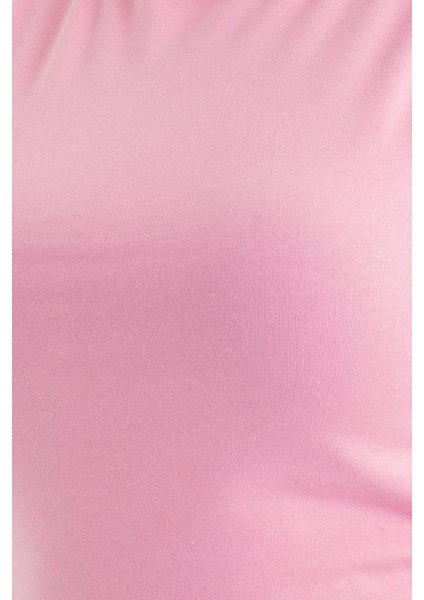 Kadın Halter Boyun Kesik Detaylı Crop Tank Top Pink fırsatları