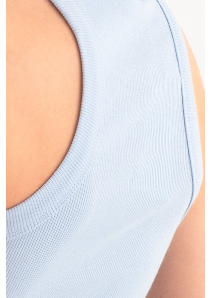 Kadın Mavi Renk Halter Yaka Basic Tank Top Blue indirimleri